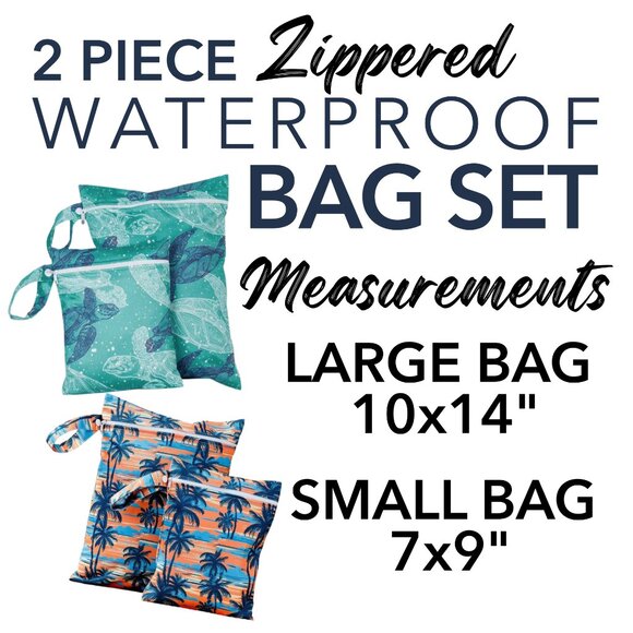 2 Piece Waterproof Bag Set - Sea Turtle OR Tropical Palm Tree - Picture 6 of 7